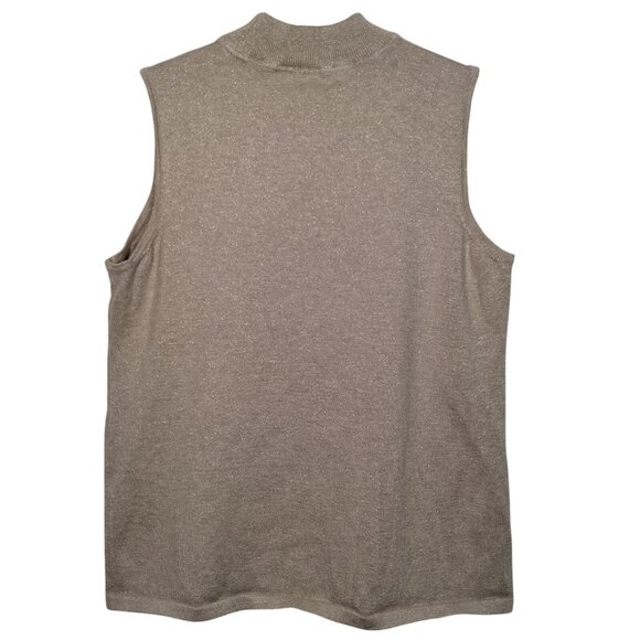 Chicos Size 2 Women Large Knit Top Shirt Sleeveless Silver Metallic Mock Neck - Picture 2 of 11